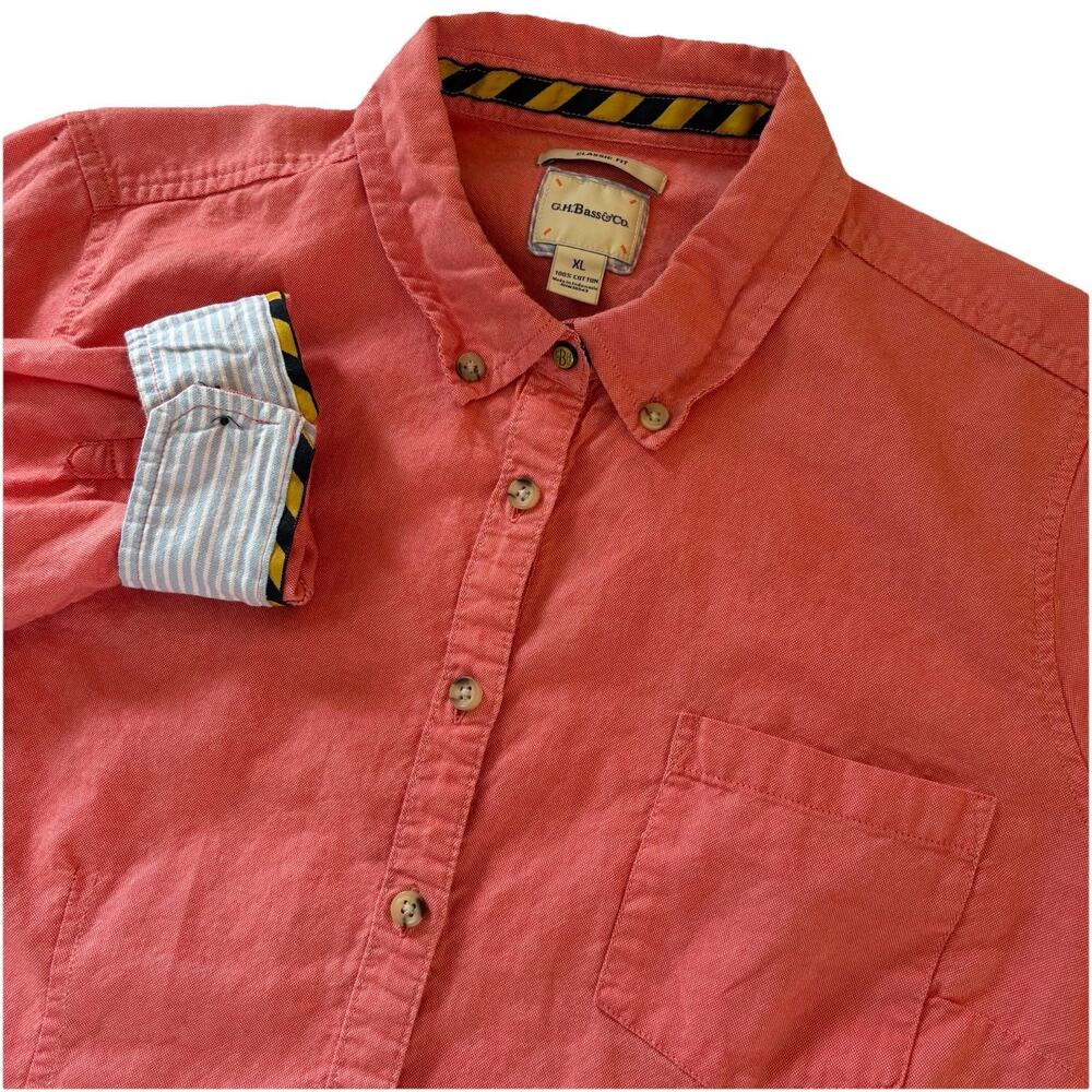 G.H. Bass Women’s Dark Pink/Light Red Long Sleeve Button Up Shirt Size XL